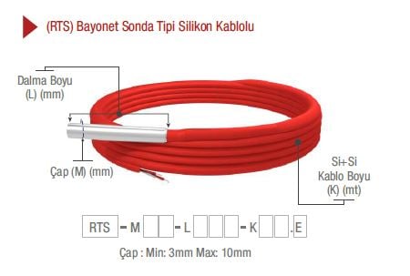 EMKO RTS BAYONET SONDA TİP SİLİKON KABLO PT100 TERMOREZİSTANS